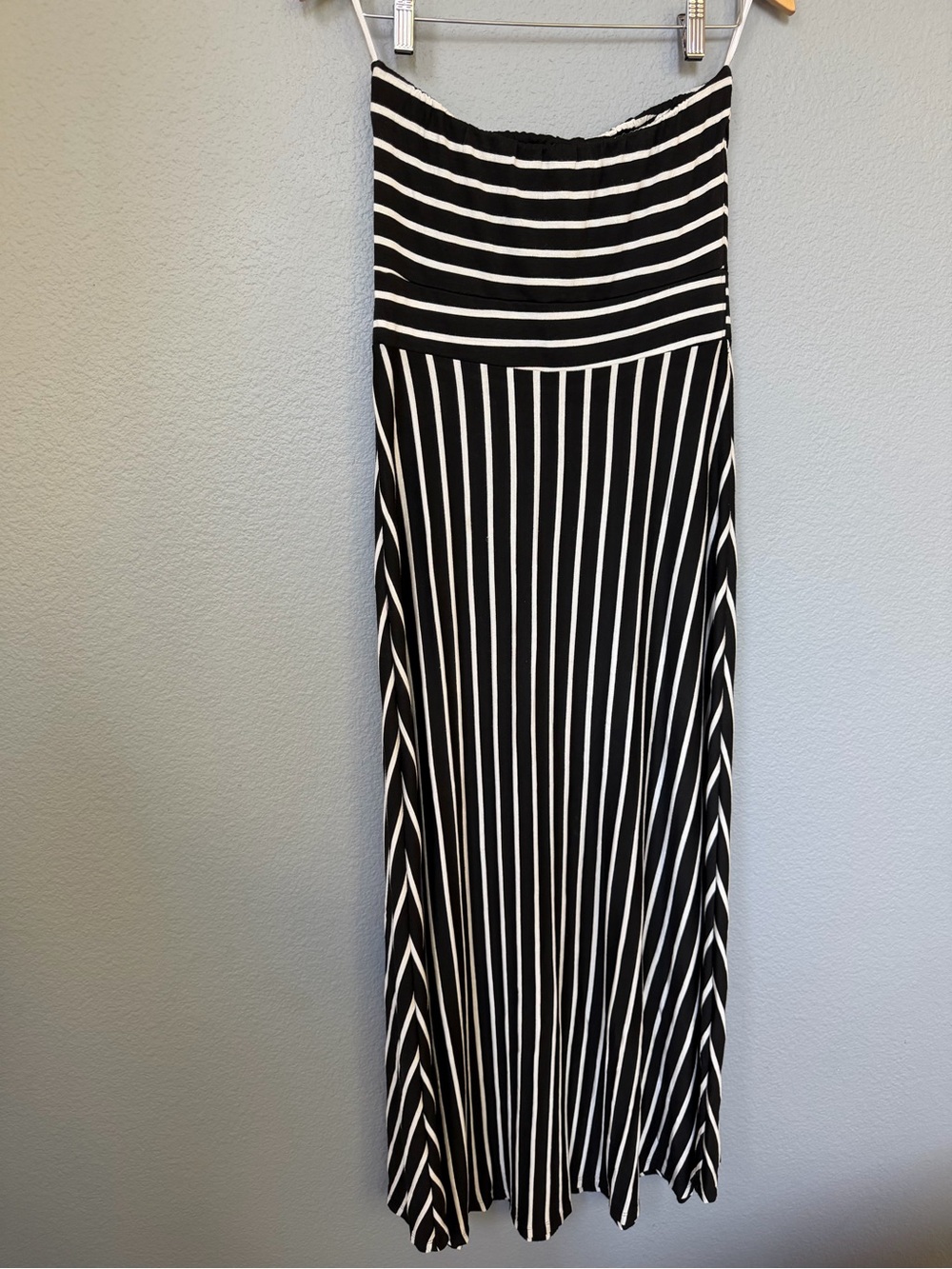 West Kei Black and White Vertical Stripe Maxi Skirt